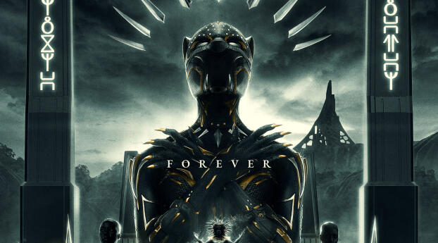 Black Panther Wakanda Forever HD Poster Wallpaper 1024x600 Resolution