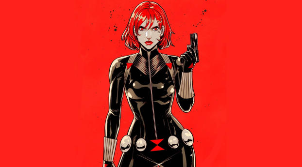 Black Widow Red Hair Digital Art Wallpaper 1336x768 Resolution