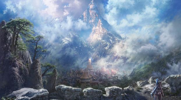 blade and soul, mountains, rock Wallpaper 320x480 Resolution
