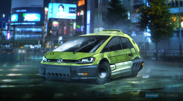 Blade Runner Volkswagen Golf Hatchback Wallpaper 1080x2160 Resolution