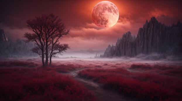 Blood Moon HD Dark Night Wallpaper