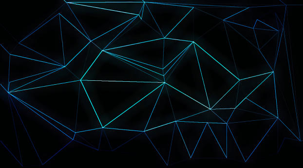 Blue Abstract Shape Neon Lines Wallpaper