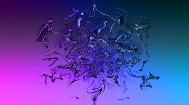 Blue and Pink Liquefied Swirls Wallpaper 3540x1080 Resolution
