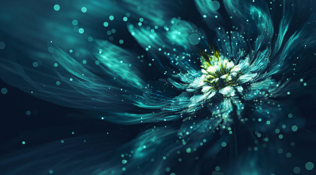 Blue Fractal Flower Wallpaper 1280x2120 Resolution