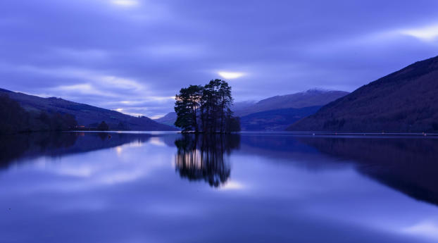 Blue Hour on Loch Tay in Kenmore Wallpaper 480x854 Resolution