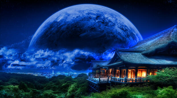 Blue House HD Planet Wallpaper 3840x2160 Resolution