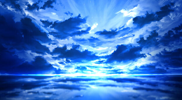 Blue Sky Digital Art Reflection Wallpaper