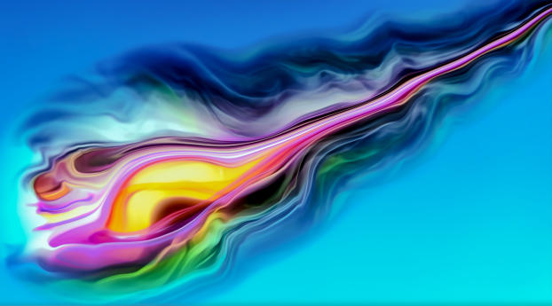 Blue Yellow Pink 4K Layer Forming Wallpaper 1080x2232 Resolution