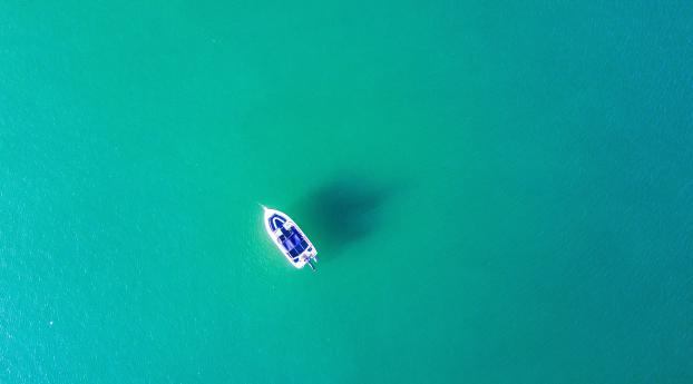 Boat In Blue Sea Water Wallpaper 1125x2436 Resolution