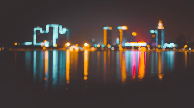 Bokeh Blur City In Night Wallpaper 4000x4000 Resolution