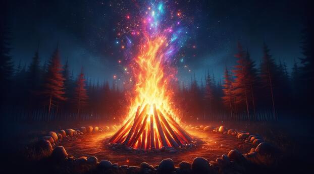 Bonfire Night Magic Wallpaper 1242x268 Resolution
