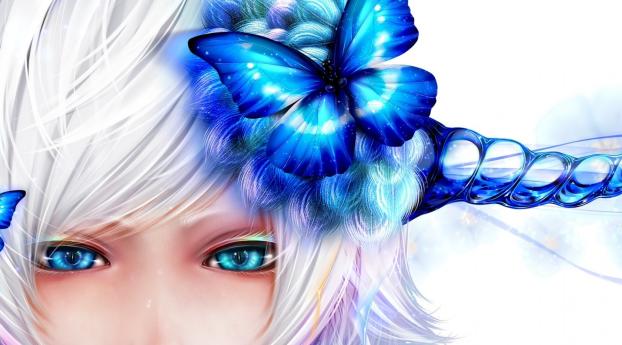 bouno satoshi, butterfly, girl Wallpaper 1024x768 Resolution
