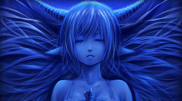 bouno satoshi, girl, blue Wallpaper 1080x2160 Resolution