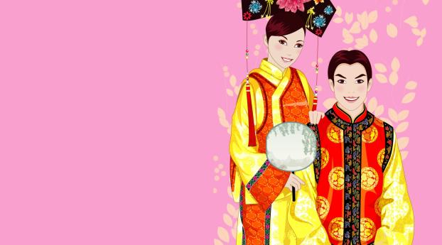 boy, girl, kimono Wallpaper 1440x900 Resolution