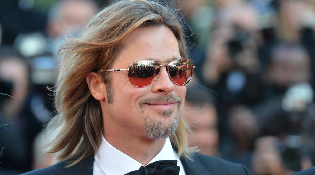 Brad Pitt Long Hair Pic Wallpaper 1024x600 Resolution