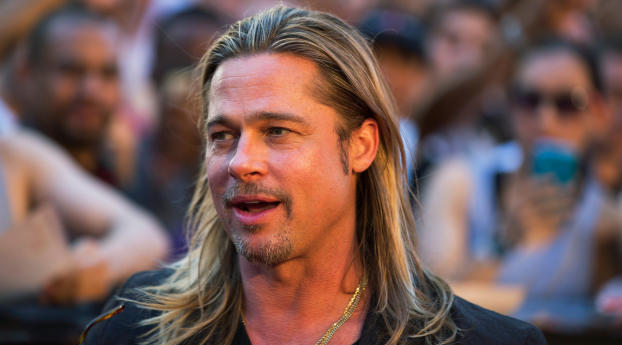 Brad Pitt Long Haircut Photos Wallpaper 2560x1440 Resolution