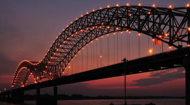 bridge, evening, lights Wallpaper 1440x900 Resolution