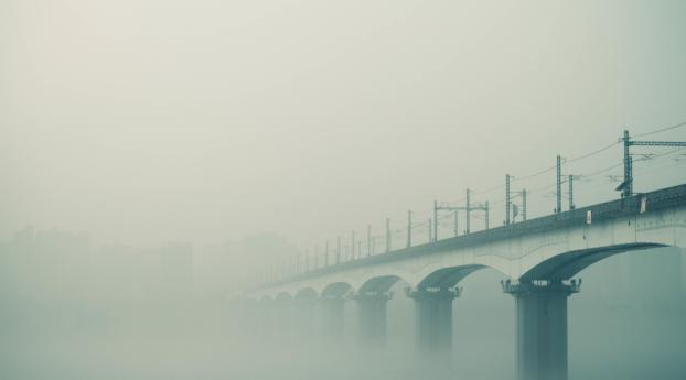 bridge, fog, sky Wallpaper 540x960 Resolution