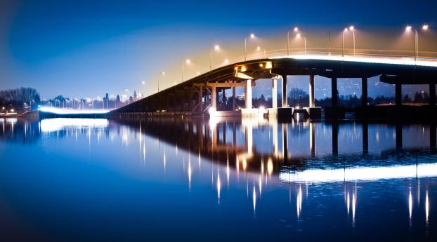 bridge, lake, lights Wallpaper 1920x1200 Resolution