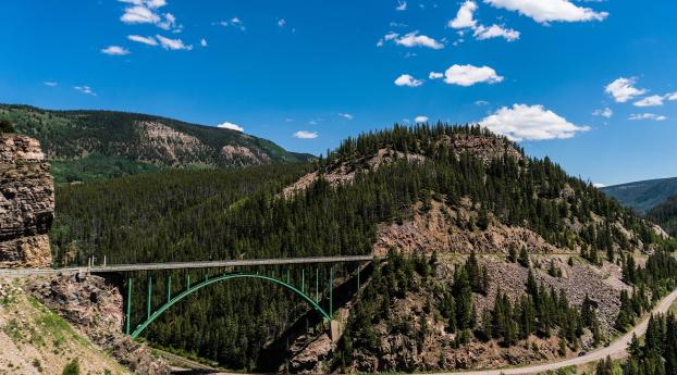 bridge, mountains, sky Wallpaper 2560x1700 Resolution