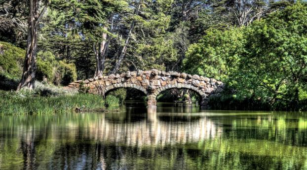 bridge, river, reflection Wallpaper