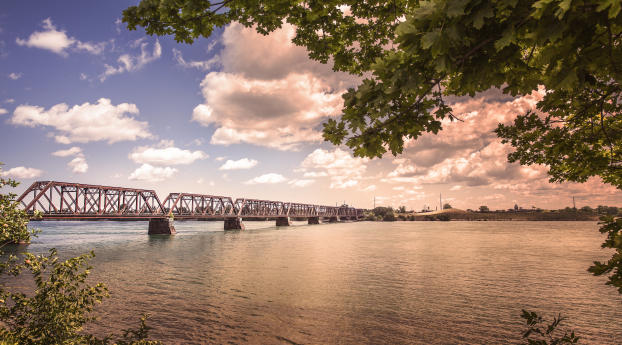 bridge, river, sky Wallpaper 1125x2436 Resolution