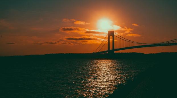 bridge, sunset, sea Wallpaper 1280x800 Resolution