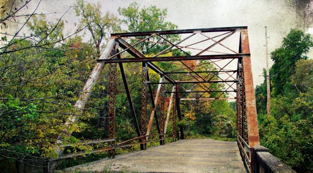 bridge, trees, rust Wallpaper 3840x2400 Resolution