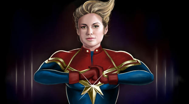 Brie Larson as Captain Marvel Illustration Wallpaper 1080x2636 Resolution
