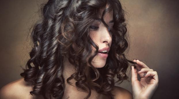 brunette, hair, curly hair Wallpaper