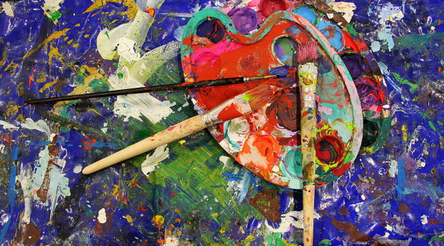 brush, palette, paint Wallpaper 1336x768 Resolution