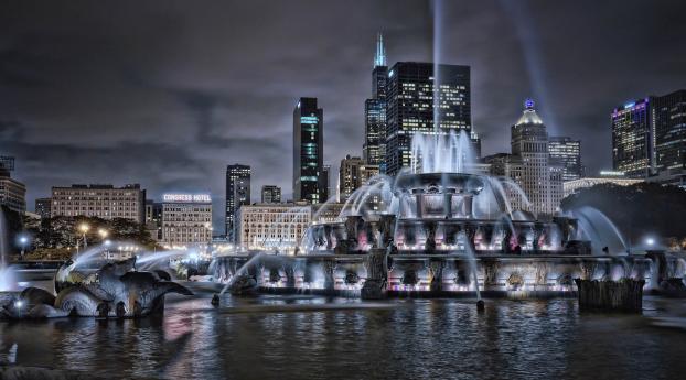 Buckingham Fountain Fountain Chicago Wallpaper 720x1560 Resolution