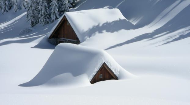 building, snow, hill Wallpaper 1400x1050 Resolution
