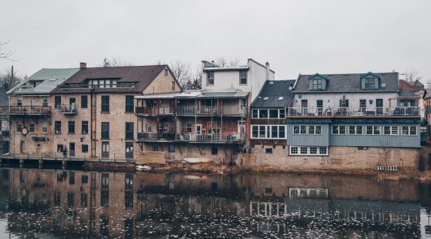 buildings, river, reflection Wallpaper