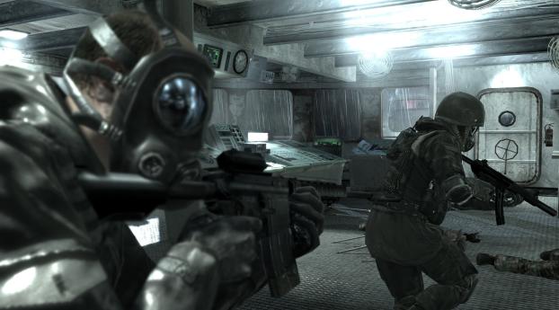 call of duty 4 modern warfare, soldiers, automatic Wallpaper 1242x2688 Resolution