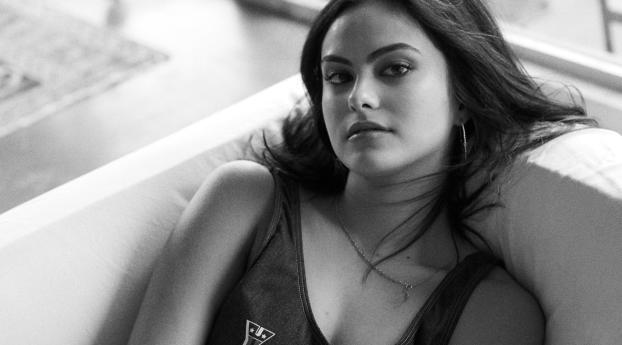 Camila Mendes Black And White Wallpaper 1440x1920 Resolution