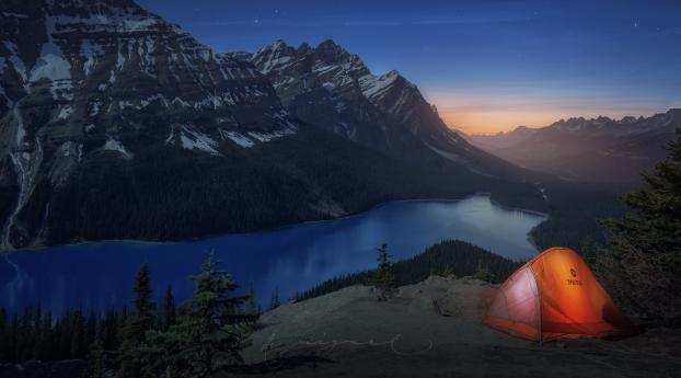 Canada Lake Camping HD Photography Wallpaper 1440x2560 Resolution