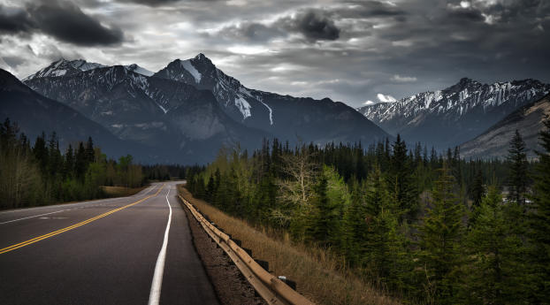 canada, mountain, road Wallpaper 2560x1024 Resolution