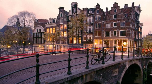 canal, sunrise, amsterdam Wallpaper 2560x1080 Resolution