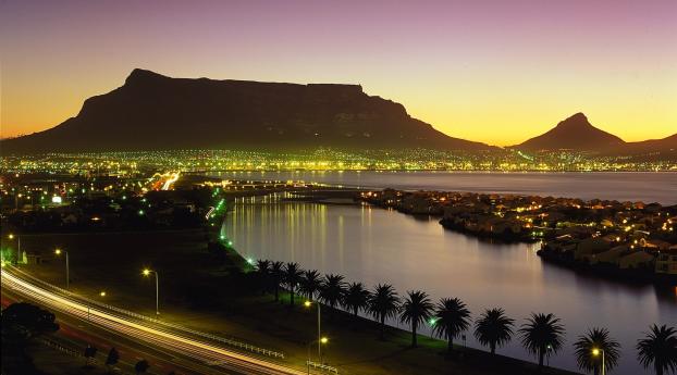 cape town, south africa, night lights Wallpaper 1360x768 Resolution