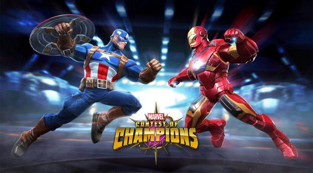 Captain America And Iron Man MARVEL Contest of Champions Wallpaper 640x1136 Resolution