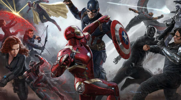 Captain America Civil War Teams Poster Wallpaper 320x480 Resolution