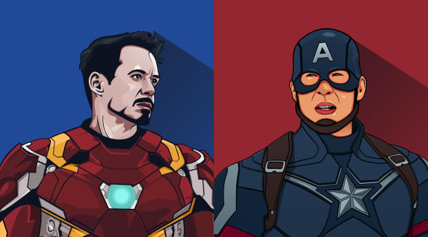 Captain America Iron Man Minimal Art Wallpaper 720x1520 Resolution