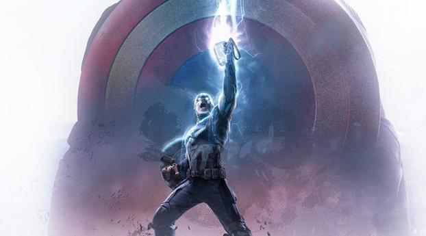Captain America Thor Hammer Wallpaper 1440x2992 Resolution