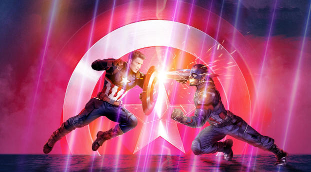 Captain America Vs Captain America Avengers Endgame Art Wallpaper 1080x2316 Resolution
