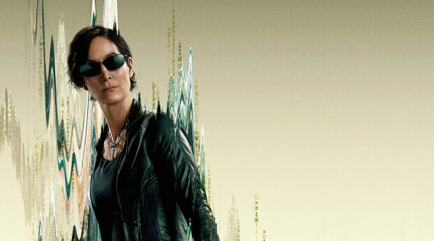 Carrie-Anne Moss in Matrix Resurrections Wallpaper 1360x768 Resolution