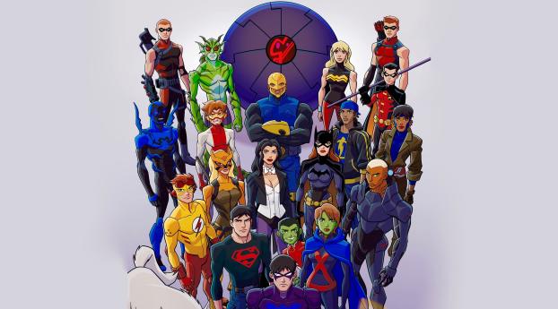 Cartoon Young Justice Team 4K Wallpaper 1280x2120 Resolution