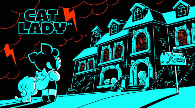 Cat Lady Game Poster Wallpaper 1200x480 Resolution