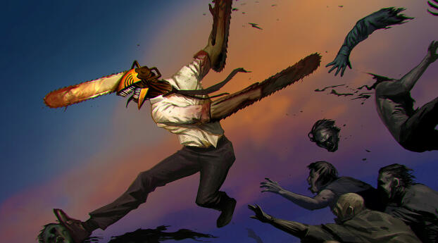 Chainsaw Man Fight Cool Wallpaper 1080x2400 Resolution