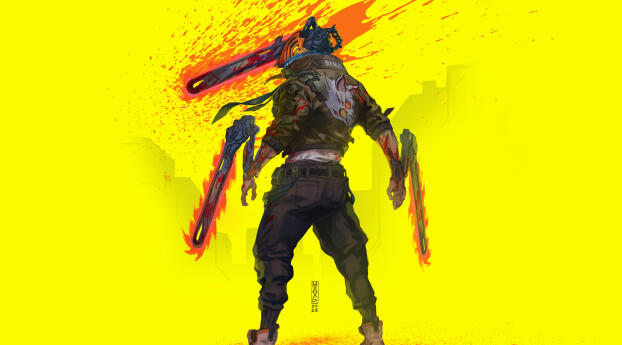 Chainsaw Man X Cyberpunk HD Wallpaper 720x1520 Resolution